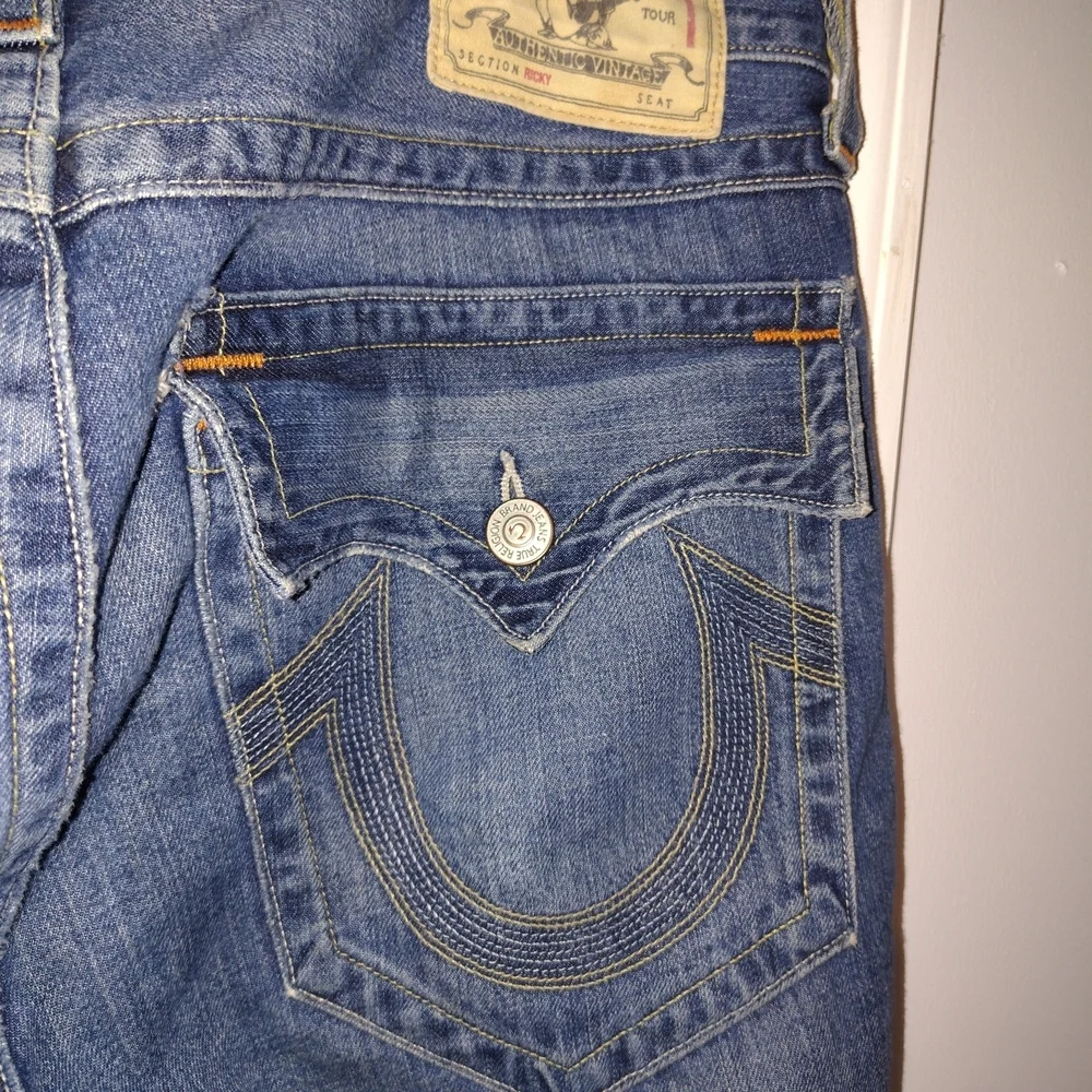 True Religion Distressed Blue Jean Shorts Vintage